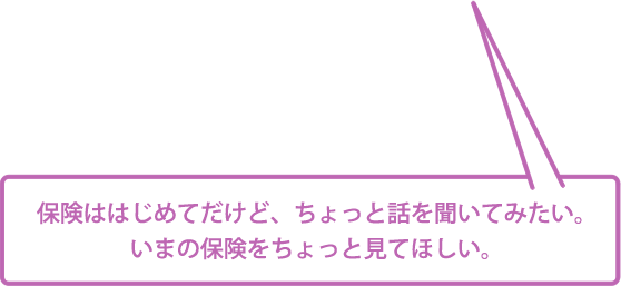 保険ははじめてだけど、ちょっと話を聞いてみたい。いまの保険をちょっと見て欲しい。
