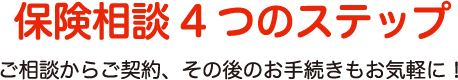 保険相談4つのステップ　ご相談からご契約、その後のお手続きもお気軽に！